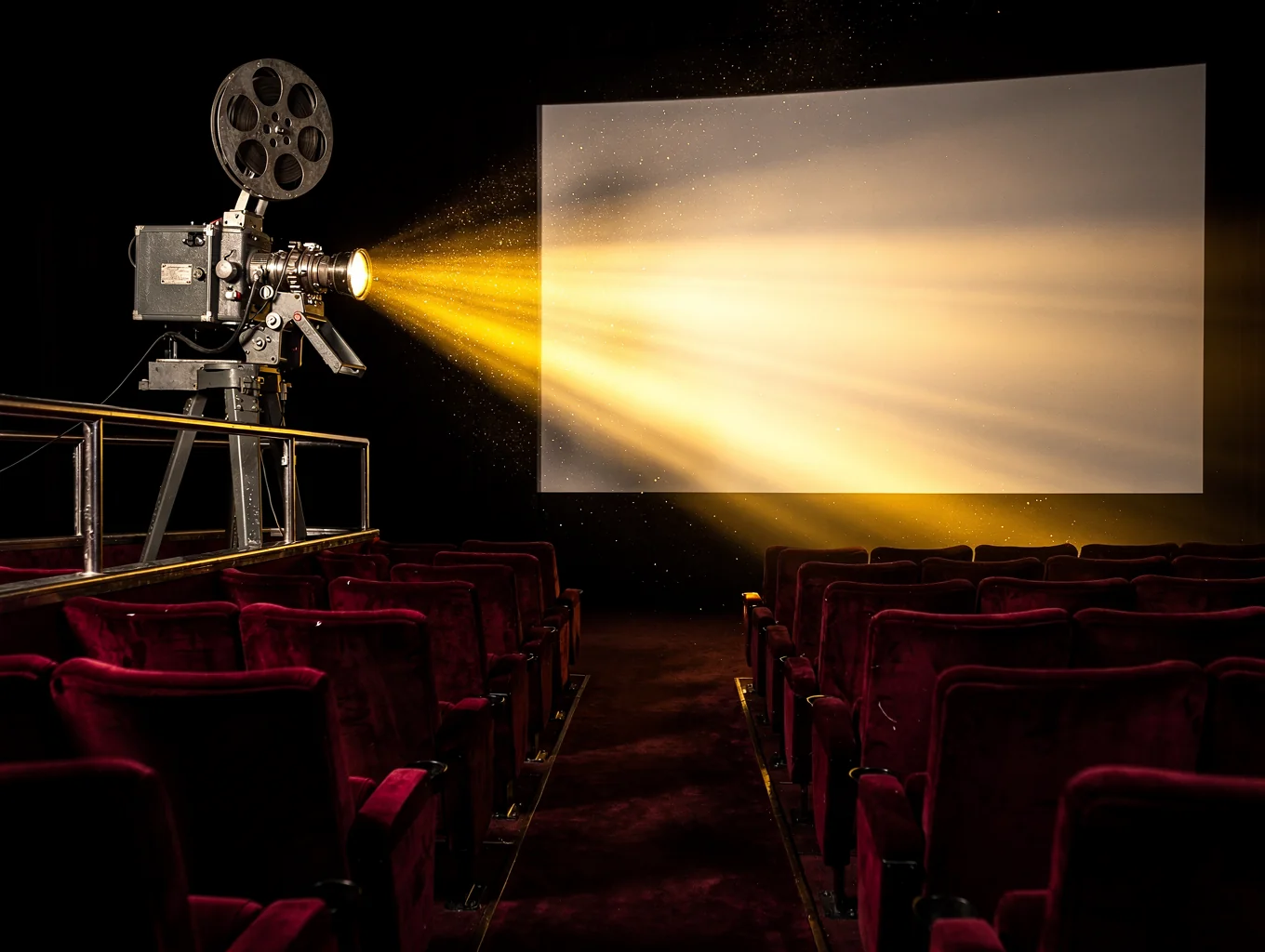 Kącik z projektorem filmowym, miękkimi pledami i nastrojowym oświetleniem